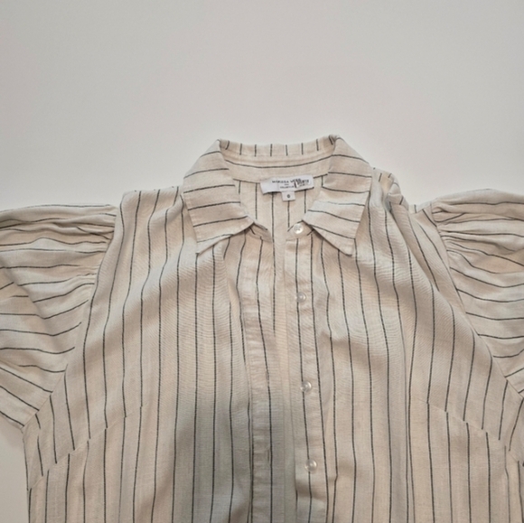 Marissa Webb Tie Waist Linen Dress Off White Casual Collared neck Short Sleeve - Picture 4 of 11